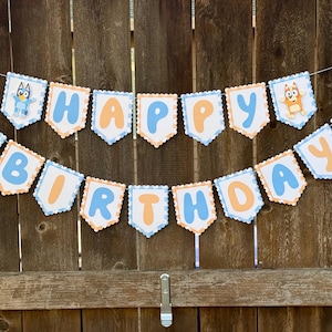 Customizable Bluey birthday party banner decoration