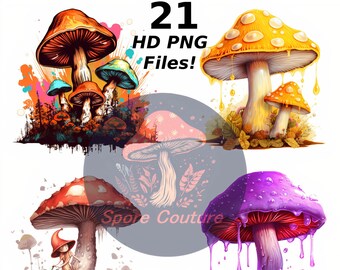 Mystery Magic Mushroom Variety Pack Clipart HD PNG Digital Download, use as Graffiti Stickers, Custom T-Shirt Design, great for Home Decor