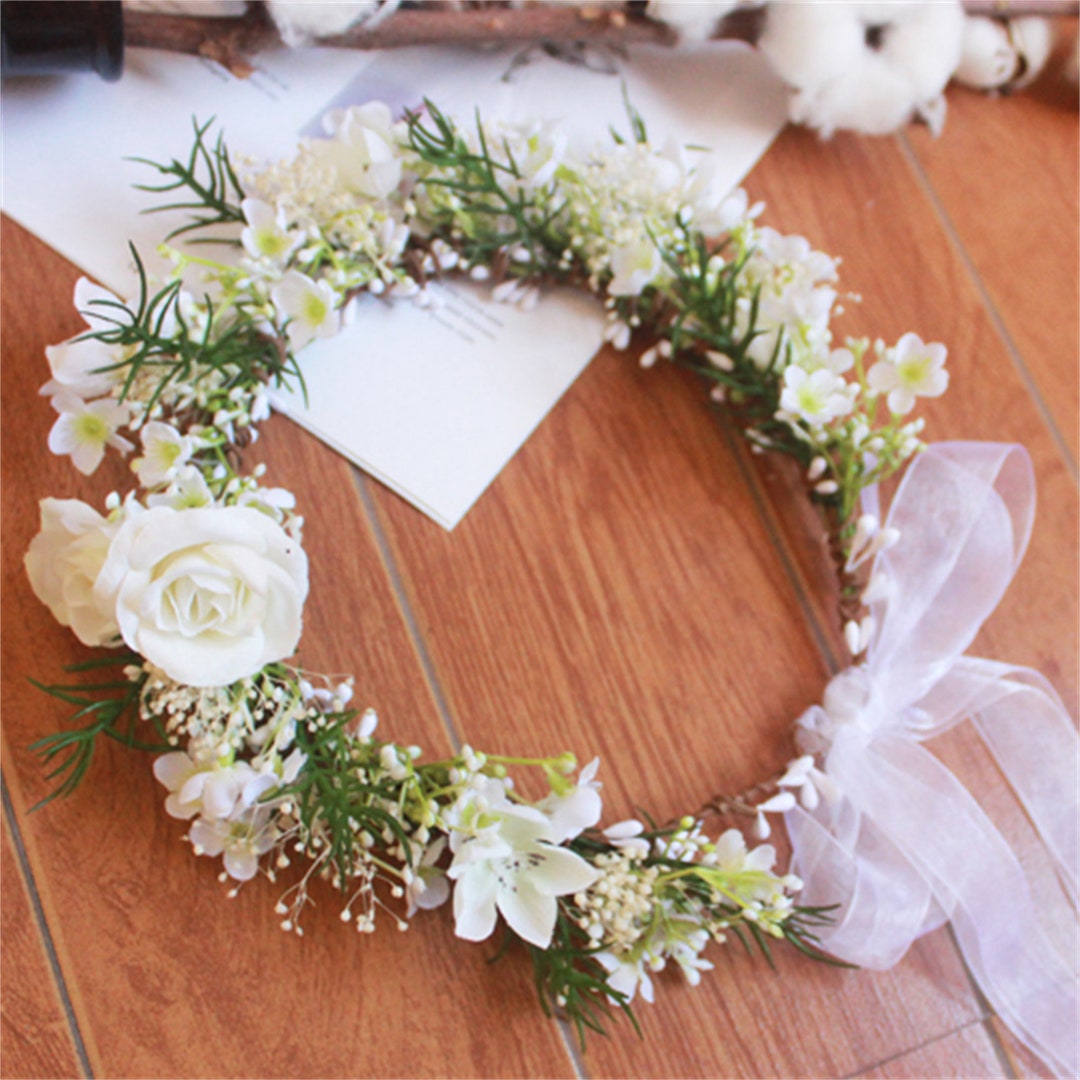 Gypsophila Garland Bridal Immortal Flower Headdressgirls Etsy