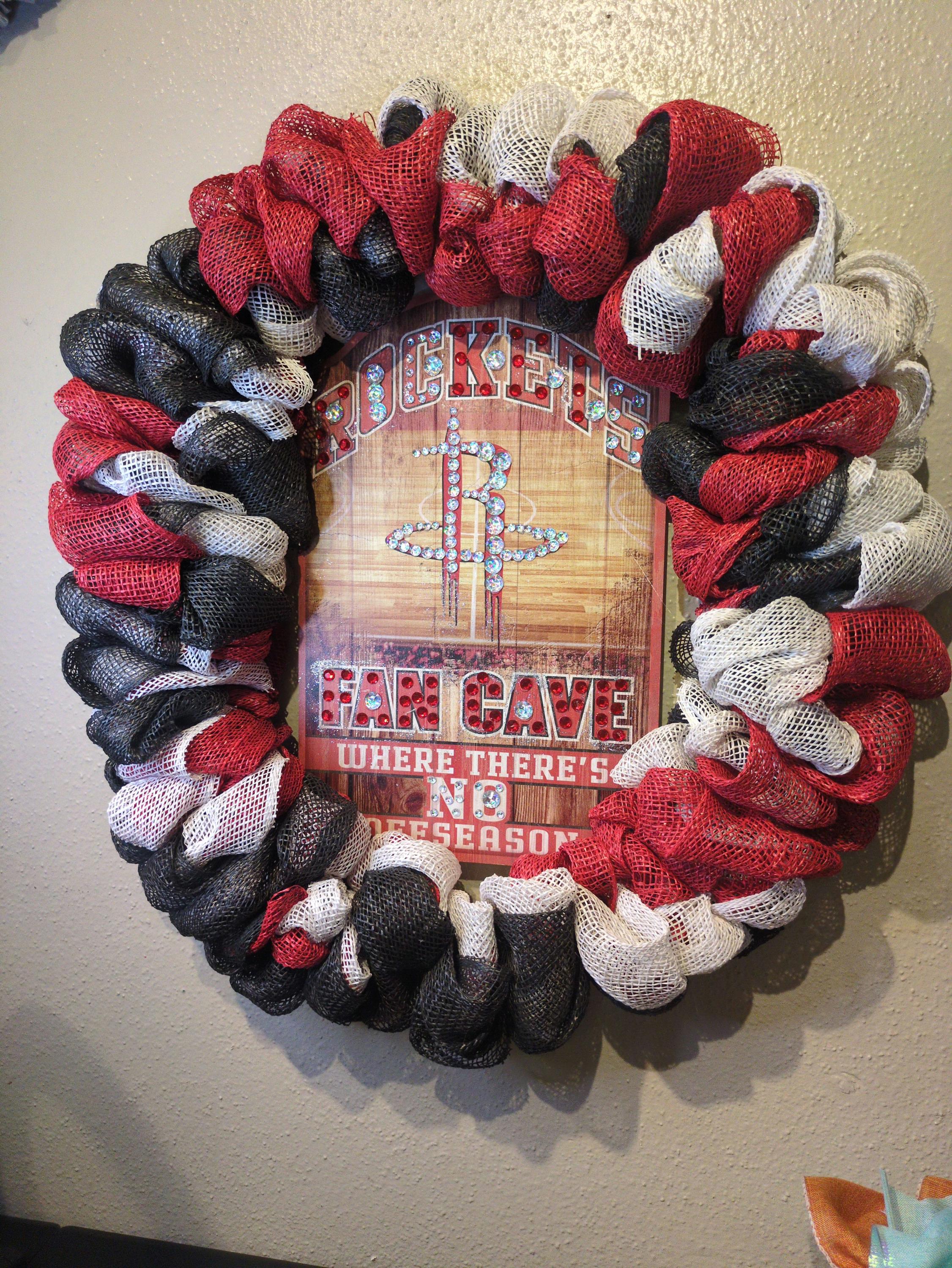 Houston Rockets Basketball Team Wreath,blinged Out Red, Black & White ...