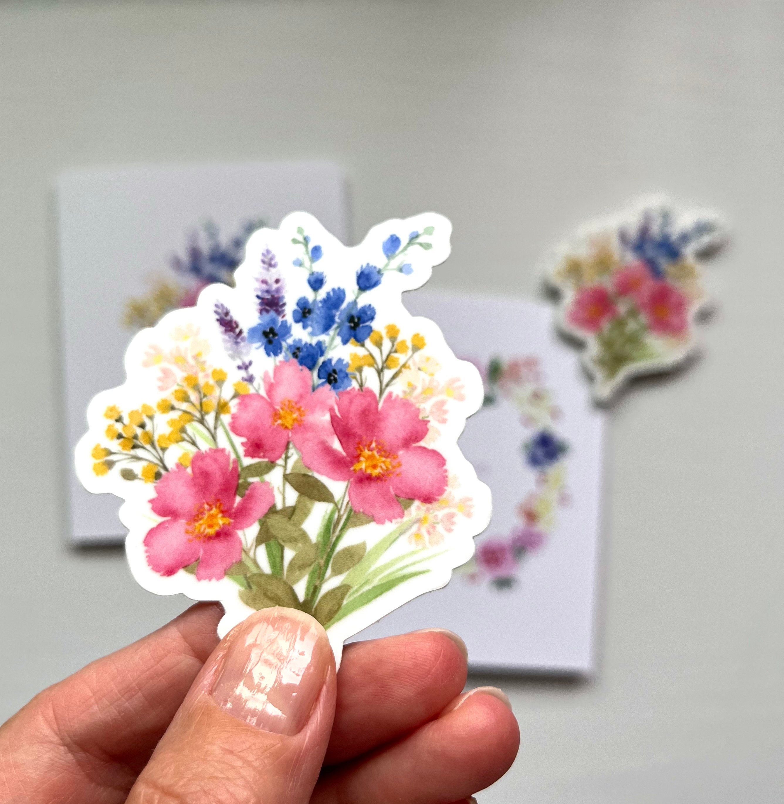 Flower Bouquet Vinyl Sticker - Etsy