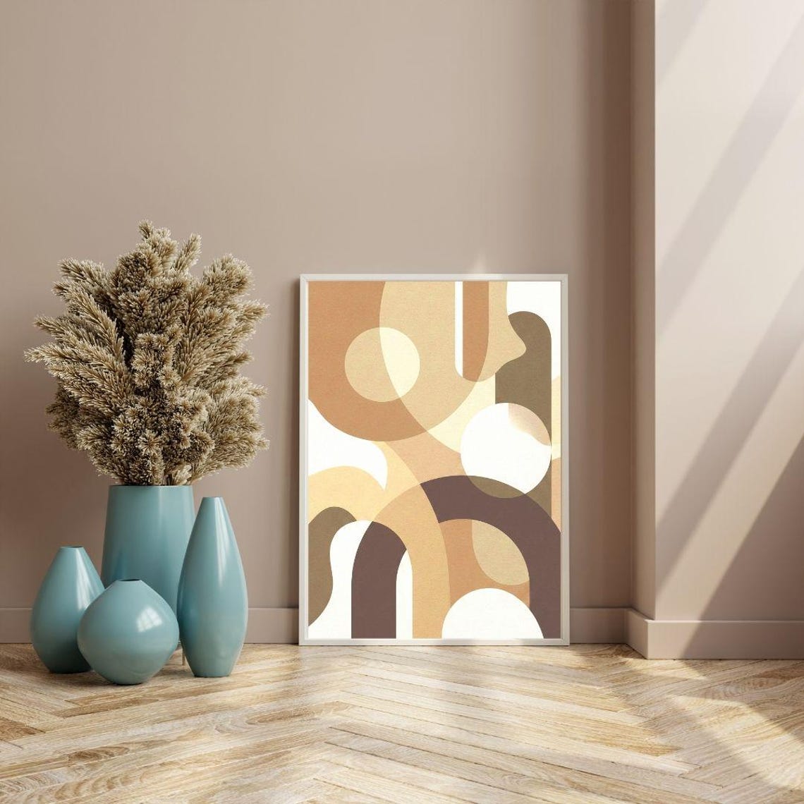 Organic Neutral Abstract Art | Fluid Shapes Print | Minimal Warm Beige ...
