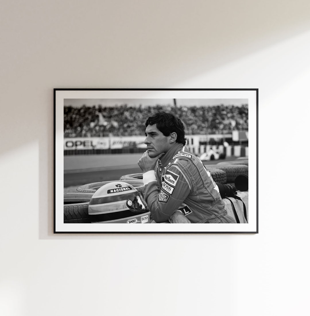 Ayrton Senna Poster, Black and White Photography Print, Ayrton Senna