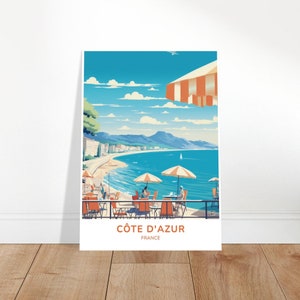 Côte d'Azur Vintage Travel Poster, France, Wall Art Côte d'Azur, Wedding Gift, Home Décor, Vintage Style, Print, Art Lover, Design Poster