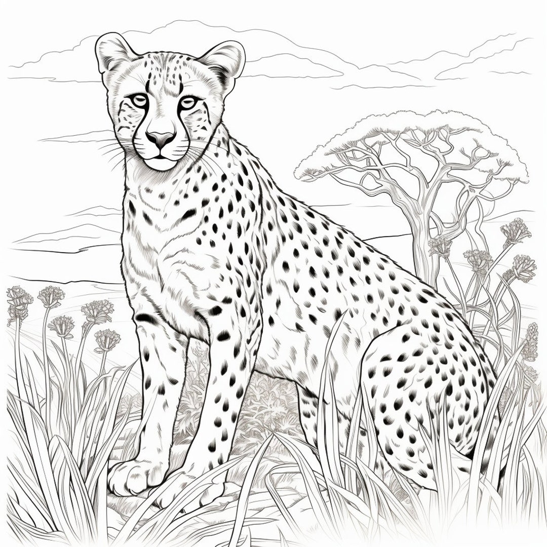 African Savanna Animals Coloring Book for All Ages 88 Stress