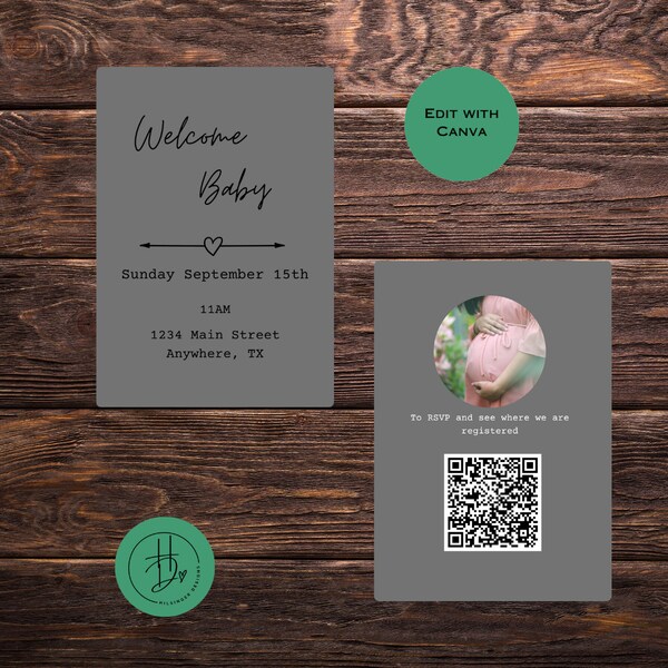 Baby Shower Invites Qr Code Etsy