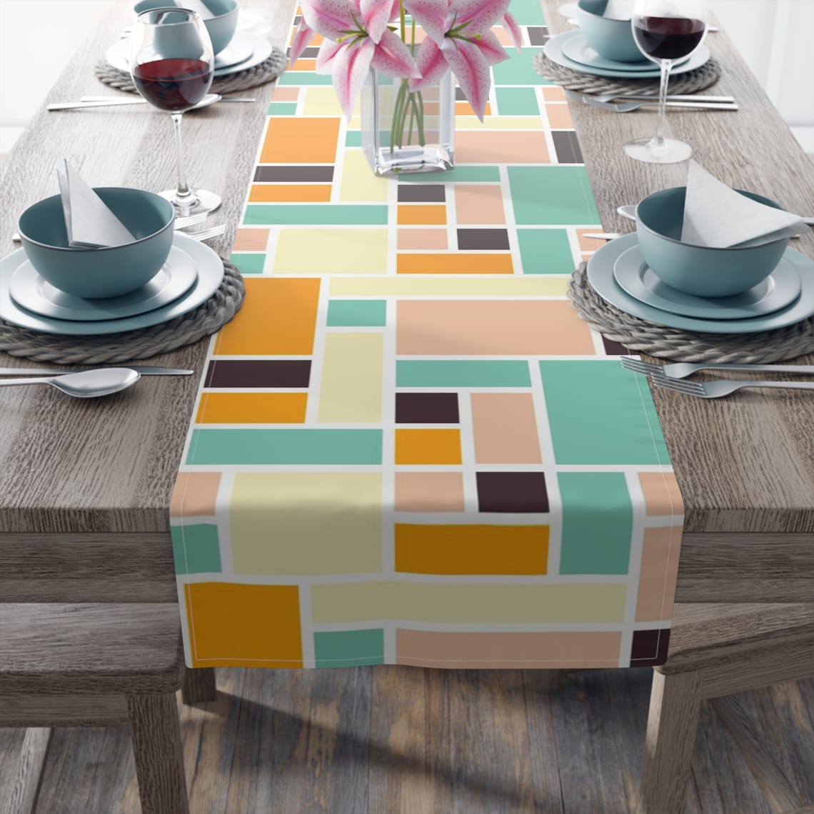 Mid Century Modern Table Runner Mid Century Table Runner Etsy