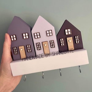 Customisable Hand-Painted Wooden Scandinavian House Keyrack Key Hook Holder