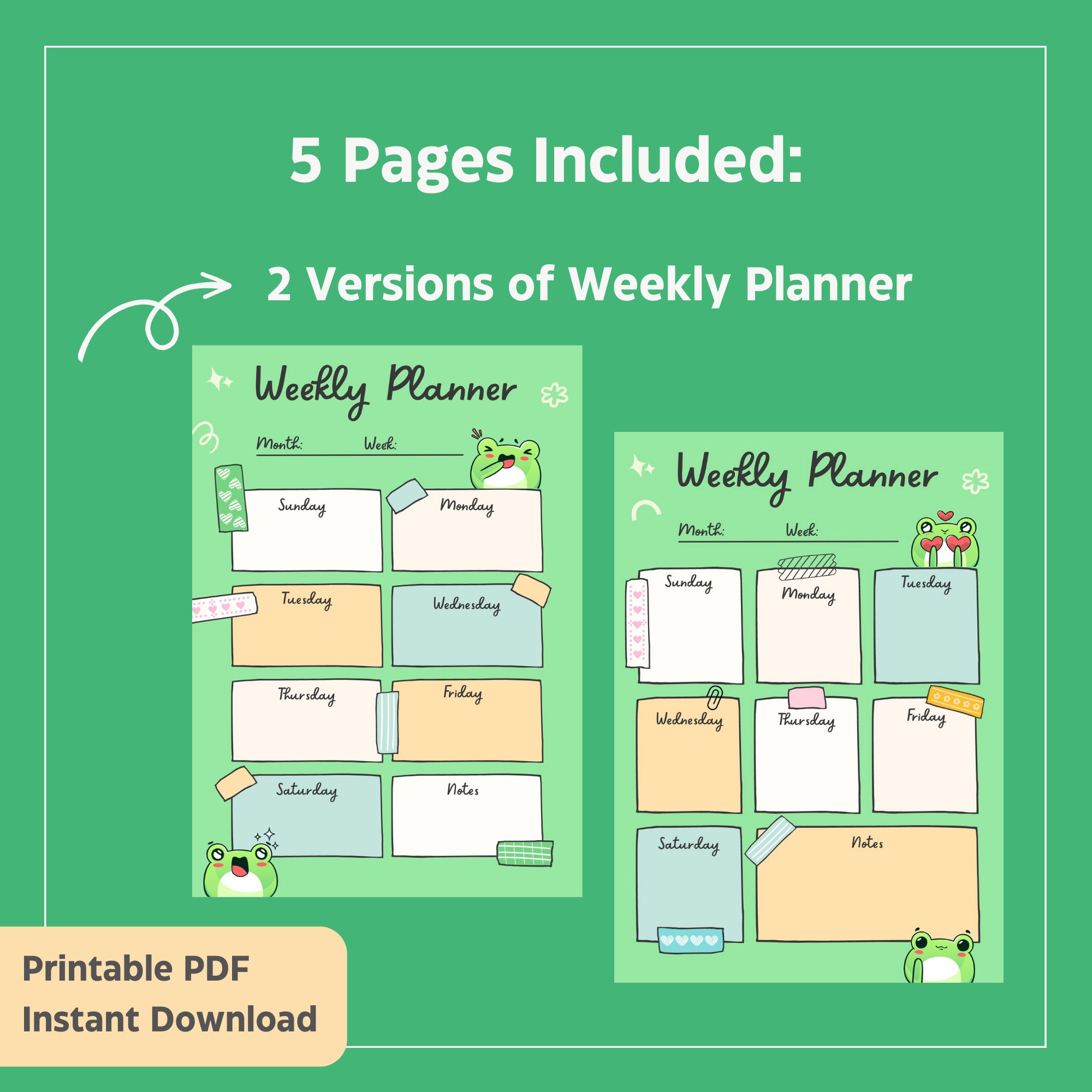 Cute Kawaii Daily Planner, Weekly Planner and Monthly Planner I Cute ...