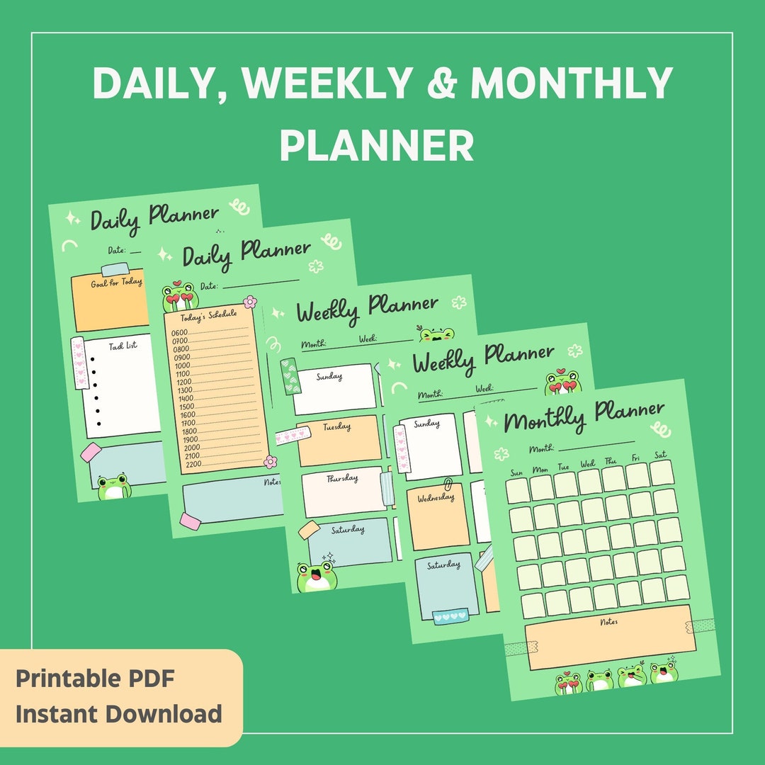 Cute Kawaii Daily Planner, Weekly Planner and Monthly Planner I Cute
