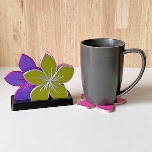 Art Coasters - Plumeria Flowers, set of 4 with stand, Customizable