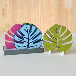 Art Coasters - Monstera Leaves, set of 4 with stand, Customizable
