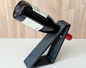 Modern Floating Wine Bottle Stand, Gravity Defying Vino Display