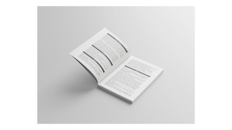 May include: An open book with white pages, displaying columns of text and horizontal lines. The book is angled, with one side slightly lifted, set against a plain, light background. The pages are filled with text.