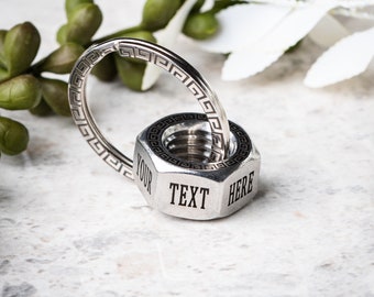 Personalized Dad Keychain,  Customizable Unique Gift From Kids, Handcrafted Dad Nut Keyring, Gift for Dad from Kids, Father's Day Present