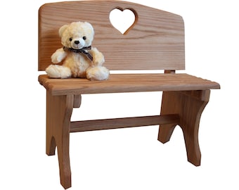 Child's Love Seat | Bedroom Decor For Kids | Hardwood Children's Bench | Fashioned From Red Oak | Decorative Home Furnishings