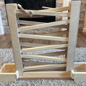 Double-Track Marble Racer | Vintage Marble Games | Handmade Hardwood Birch Racetrack | Racing Marbles Included