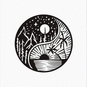 Yin Yang design, laser cut, SVG, dxf, pdf.