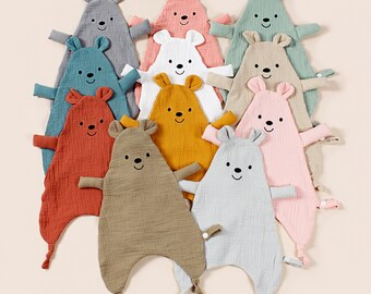 Cotton Muslin Animal Comforter / Personalisation / Baby shower / Baby Boy Gift / Baby Gift Gift / New Baby / Comforter / Bear Cotton Muslin