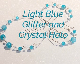 Light Blue Glitter and Crystal Halo