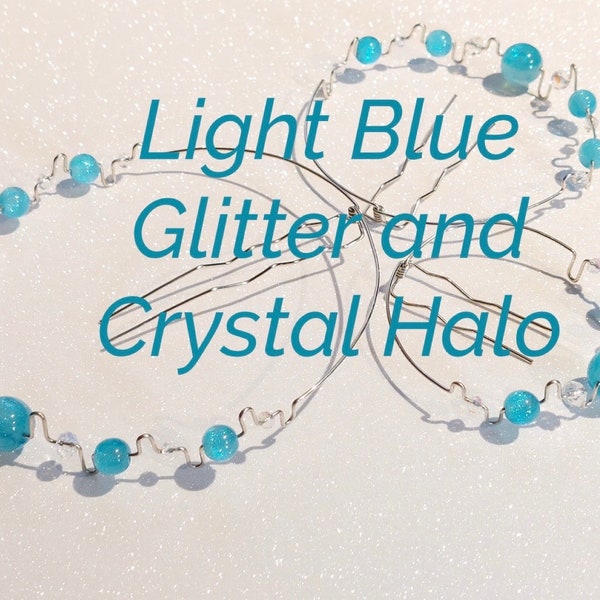 Light Blue Glitter and Crystal Halo