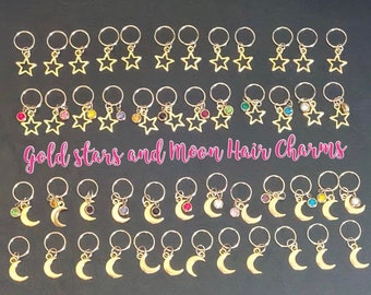 Gold Stars and Moons Hair Charms