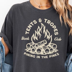 Tents and Tropes Camping Bookish Comfort Colors® Tee Funny Romance Reader Summer Camping T-Shirt Group Camping Shirt