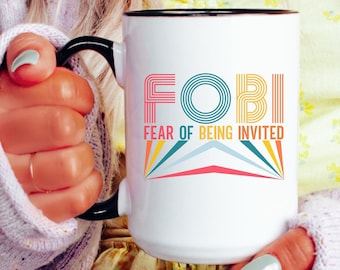 FOBI Two-Tone Coffee Mug 15oz - Funny Introvert Gift