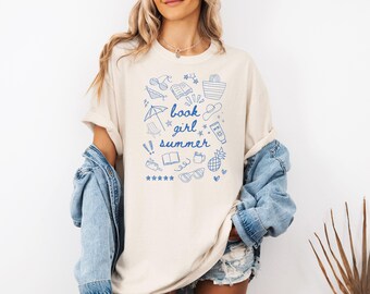 Book Girl Summer Comfort Colors T-Shirt: Oversized Bookish Tee