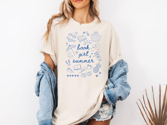 Book Girl Summer Comfort Colors T-Shirt: Oversized Bookish Tee