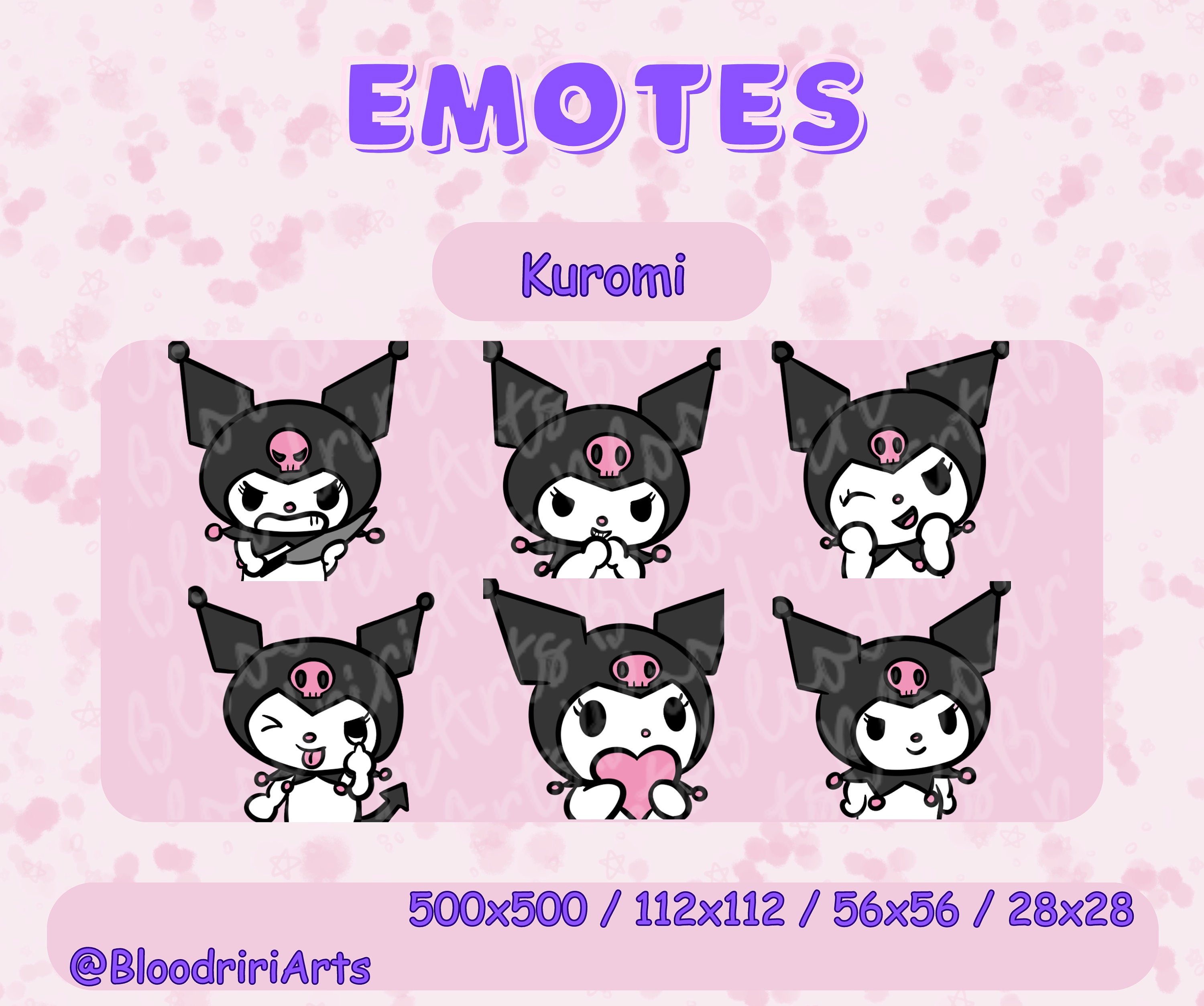 Kurómi Emotes Twitch Discord Emotes Pack 6 Cute Etsy