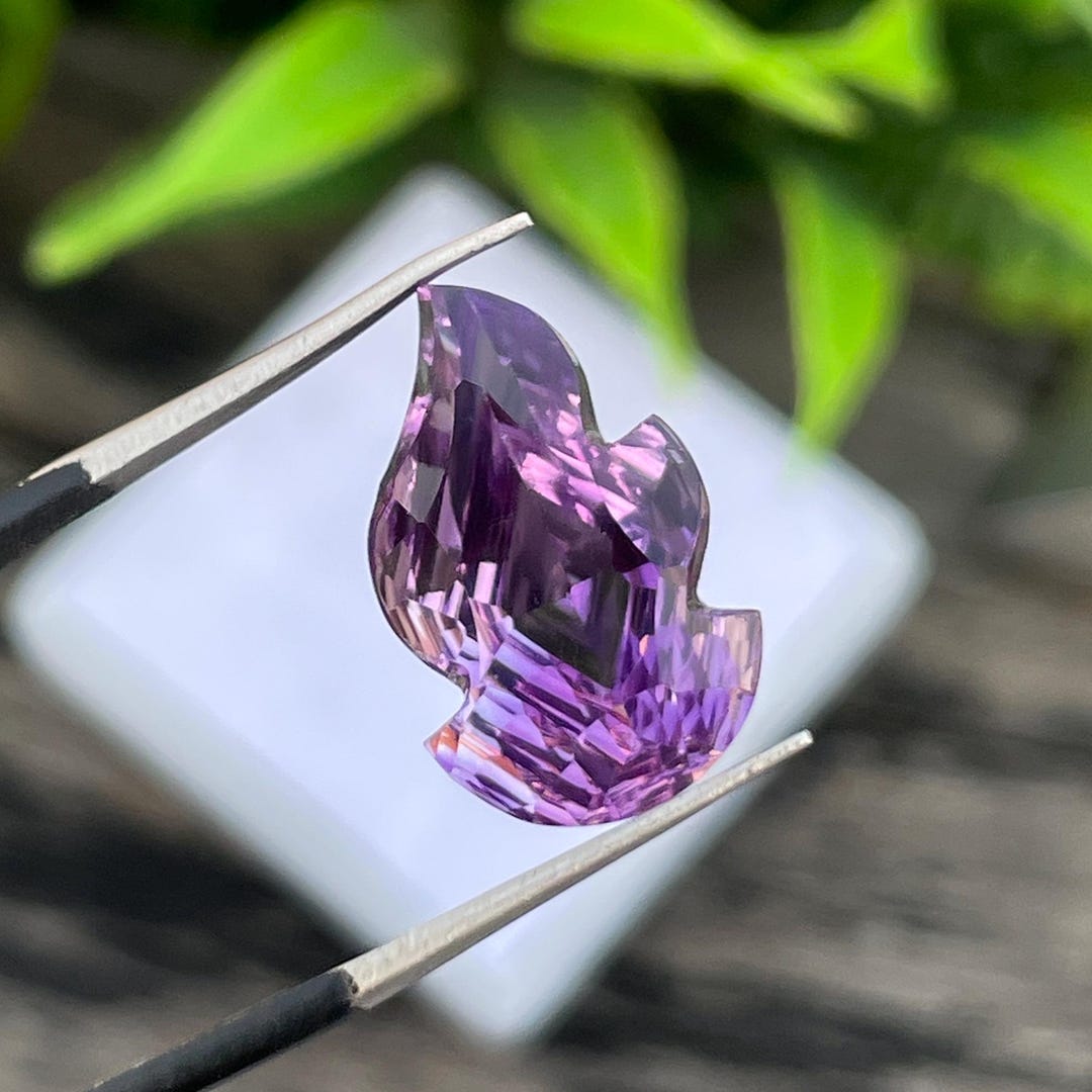 Natural Amethyst Custom Fire Cut Gemstones, 7.95ct, 10.70x17x9mm - Etsy