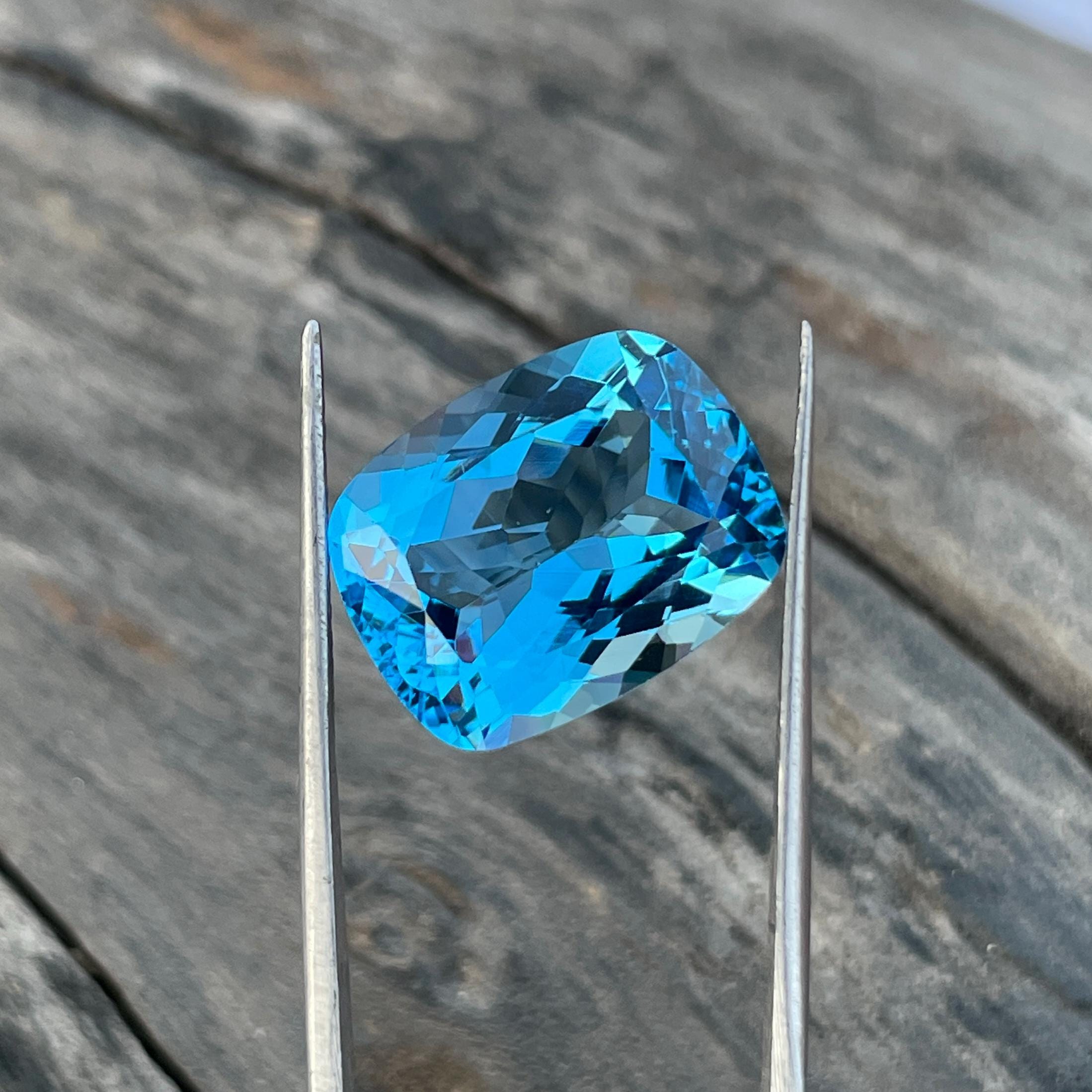 AAAA Swiss Blue Topaz Gemstone: 13.10 Carat Cushion Cut - Etsy