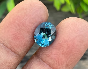 Gema ovalada de topacio azul Londres, 4,95 ct, 9 x 11 mm
