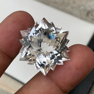 Natural Crystal Quartz Faceted Gemstone 100% Natural Crystal Quartz Snowflake Cut Gemstone Shape Hexagon 25MM 69.20 Carats pendant size