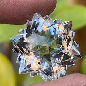 Crystal Quartz Snowflake cut Gemstone Very Special Cut, Shape-Hexagon,23MM, 56.80 Carats, Crystal Snowflake cut Loos Gemstone Pendant Size