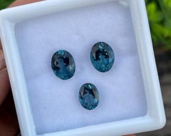 Natural London Blue Topaz, Oval Cut Loose Gemstone, 6.35 ct, 6x8-7x9mm
