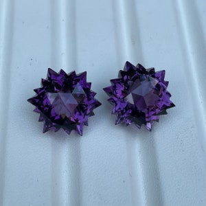 Amethyst pairs Snowflake Cut Gemstone 100% Natural Amethyst pairs Snowflake Cut Faceted Gemstone Shape Hexagon, 36.10carats,16xMM,jewellery
