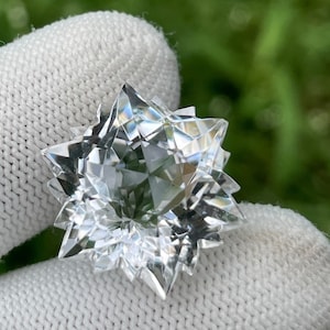 Crystal Quartz Gemstone 100% Natural Crystal Quartz Snowflake Cut Gemstone  Shape Hexagon 29MM 30.60 Carats Loos Gemstone Pendant Size