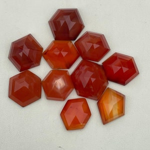 Carnelian Rose Cut Gemstones: Fancy Flat Backs, 15-18mm (10 Pieces)