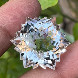 Crystal Quartz Snowflake cut Gemstone Very Special Cut, Shape-Hexagon,65.40Carats,Size-24MM,Crystal Snowflake cut Loos Gemstone Pendant Size