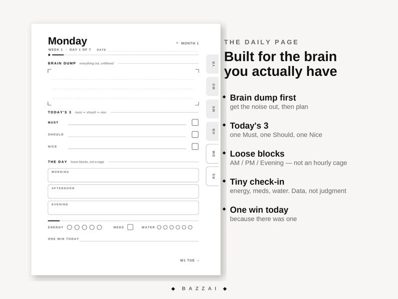 Paper Box Rows Remarkable 2 Undated Planner, ADHD Hyperlinked Digital Planner for ...