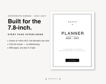 Supernote Nomad Planner 2026–2027, Hyperlink-Digitalplaner im nativen Format für Nomad A6X2, Tages-, Wochen- und undatierte Zusatzübersicht, ADHS-freundlich