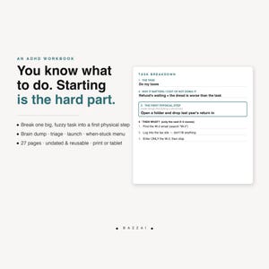 ADHS-Arbeitsbuch zur Aufgabeninitiierung, Werkzeugkasten für exekutive Funktionen zur Bewältigung komplexer Aufgaben, undatiertes PDF zum Ausdrucken und für Tablets