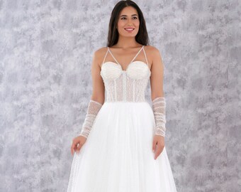 Giselle Beach Bohemian Wedding Dress | Lace Bohemian Wedding Dress | Custom