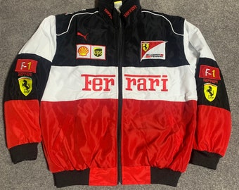 Embroidery vintage Ferrari formula 1 team jacket for women and men merch clothes style 90s themed Charles Leclerc and Carlos sainz F1