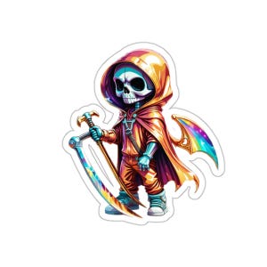 Sensenmann Joe Death Fegefeuer Jenseits premium Aufkleber mit Kiss-Cut für Handy, Laptop, Planer, Tagebuch, Karte, Journal, Scrapbook, Kalender