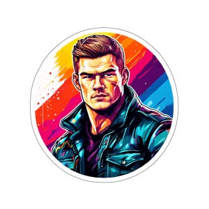Naklejka premium Jack Reacher superbohater wycinana pocałunkami na telefon, laptop, planer, pamiętnik, kartkę, dziennik, album, kalendarz