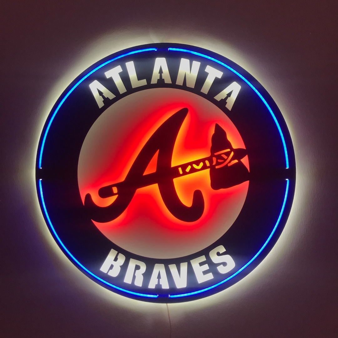 Atlanta Braves Lighted Wall Art Sign Man Cave Decor Atlanta Etsy
