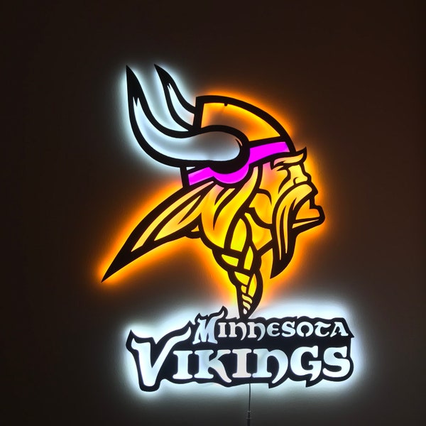 Minnesota Vikings Recycled Metal Lighted Sign